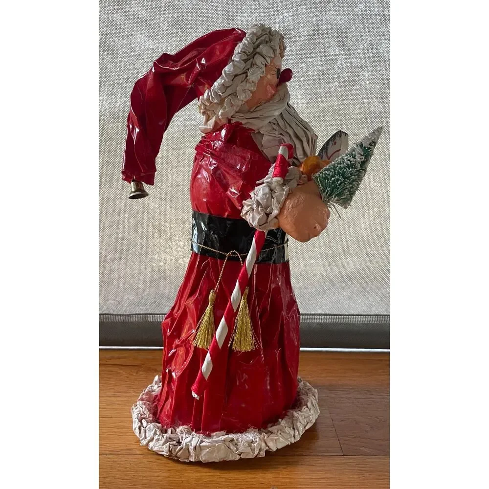 Vintage Papier Mache Santa Claus Figurine Christmas Decor Handmade 10